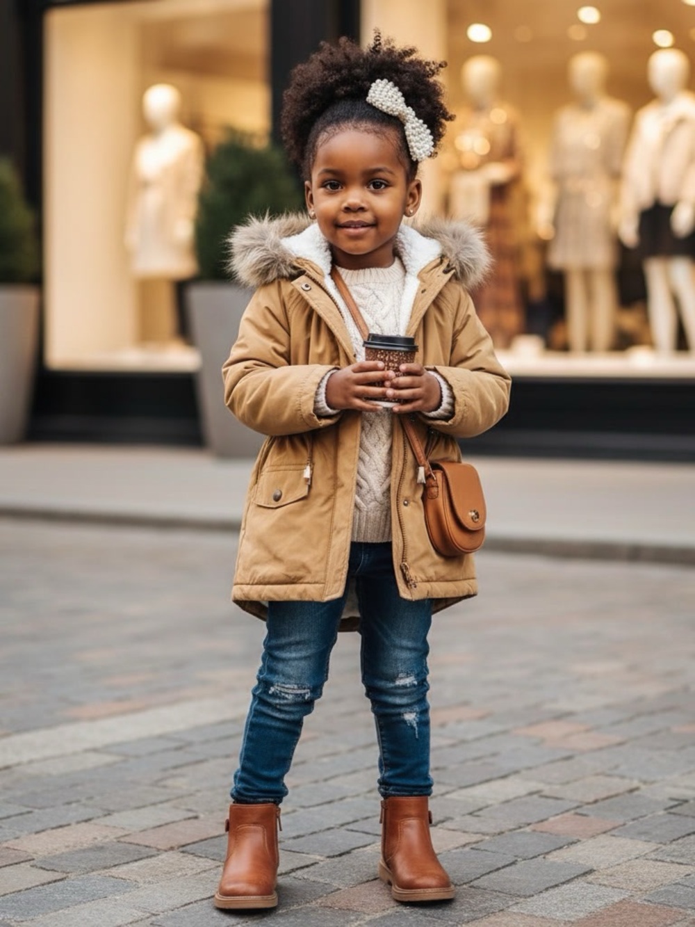Old Navy Toddler Girls Tan Sherpa Lined Parka Coat Jacket Faux Fur Hood 4T